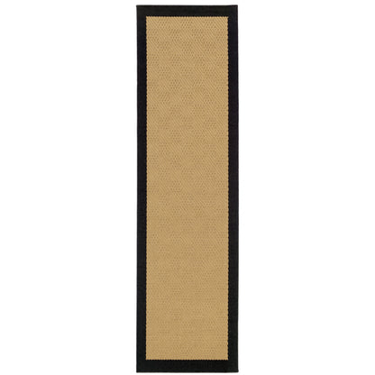 Lanai Beige Black Casual Border Indoor/Outdoor Rug