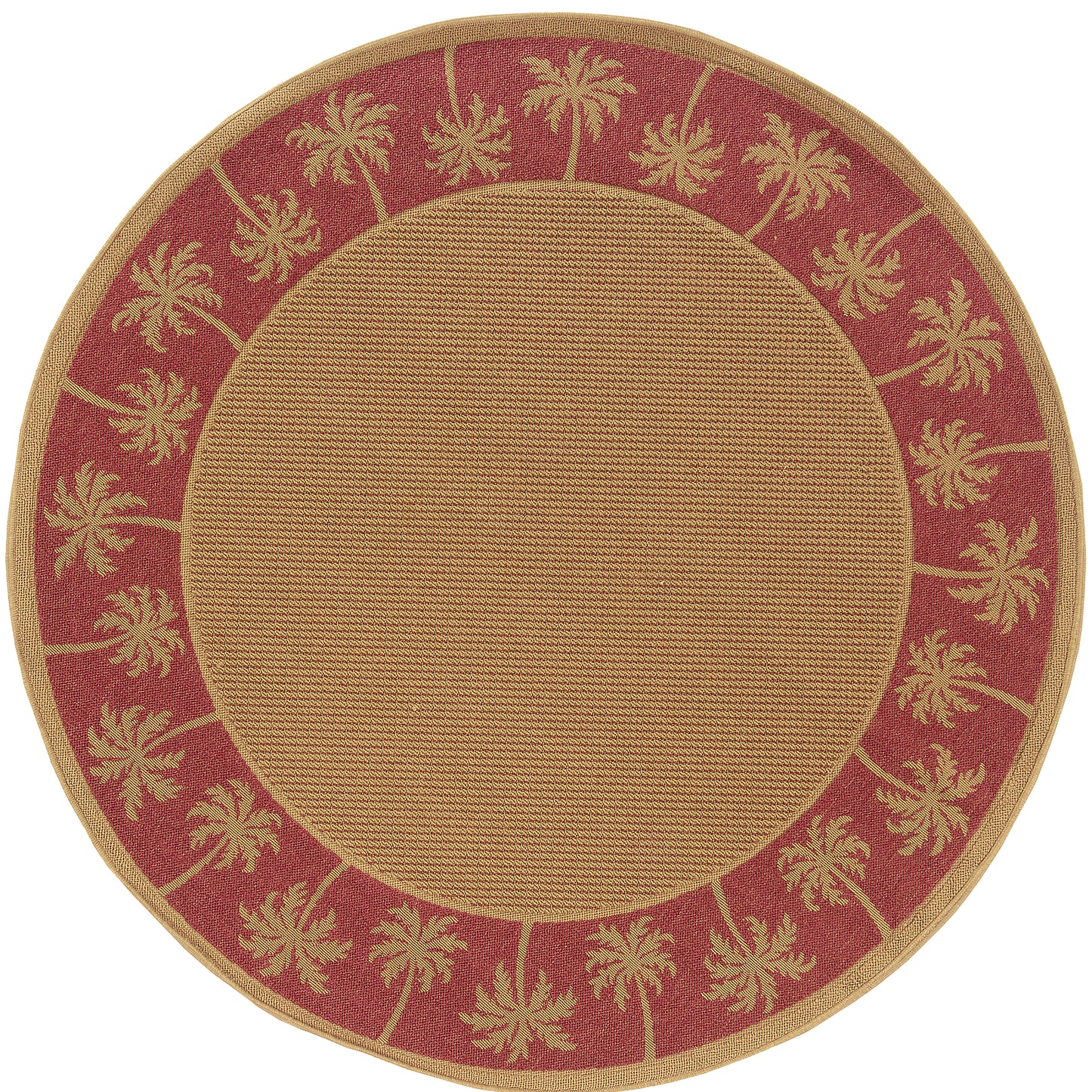 Lanai Beige Red Casual Palm Border Indoor/Outdoor Rug