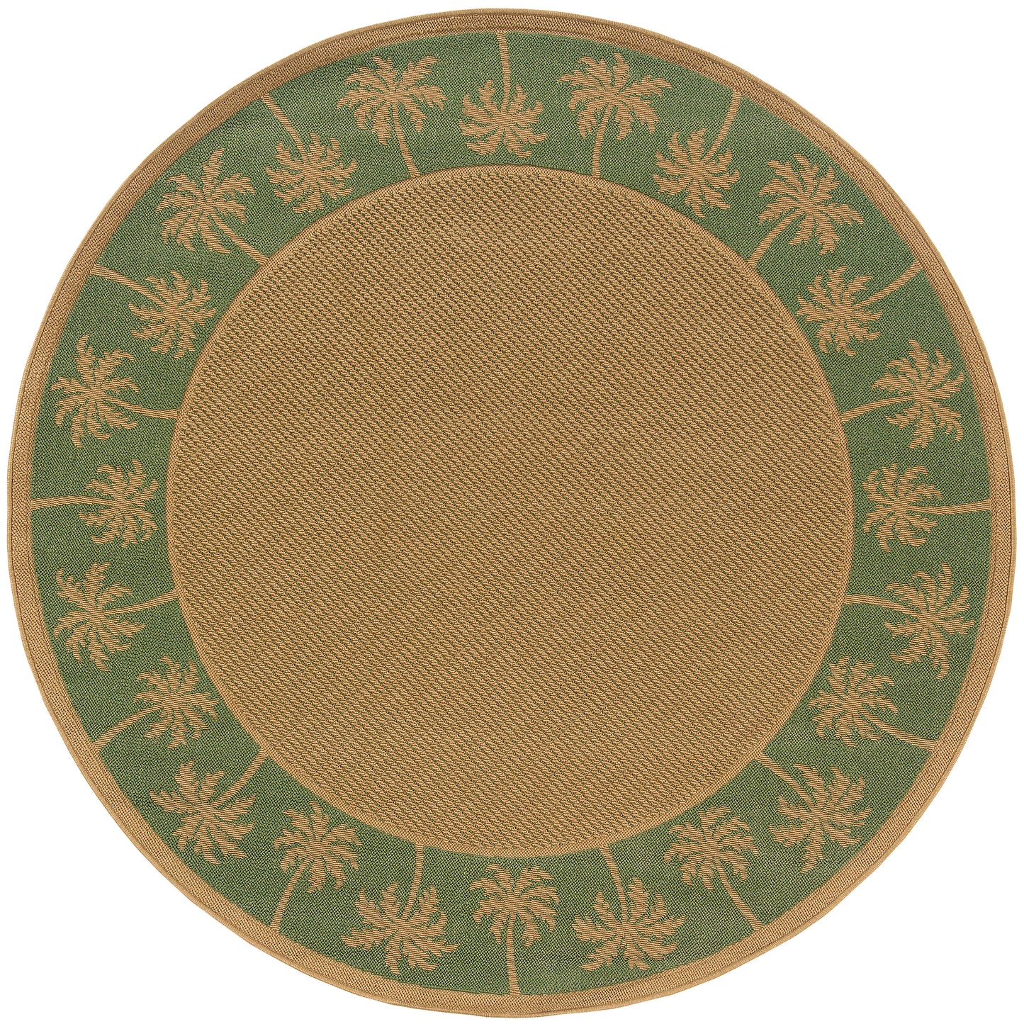 Lanai Beige Green Casual Palm Border Indoor/Outdoor Rug