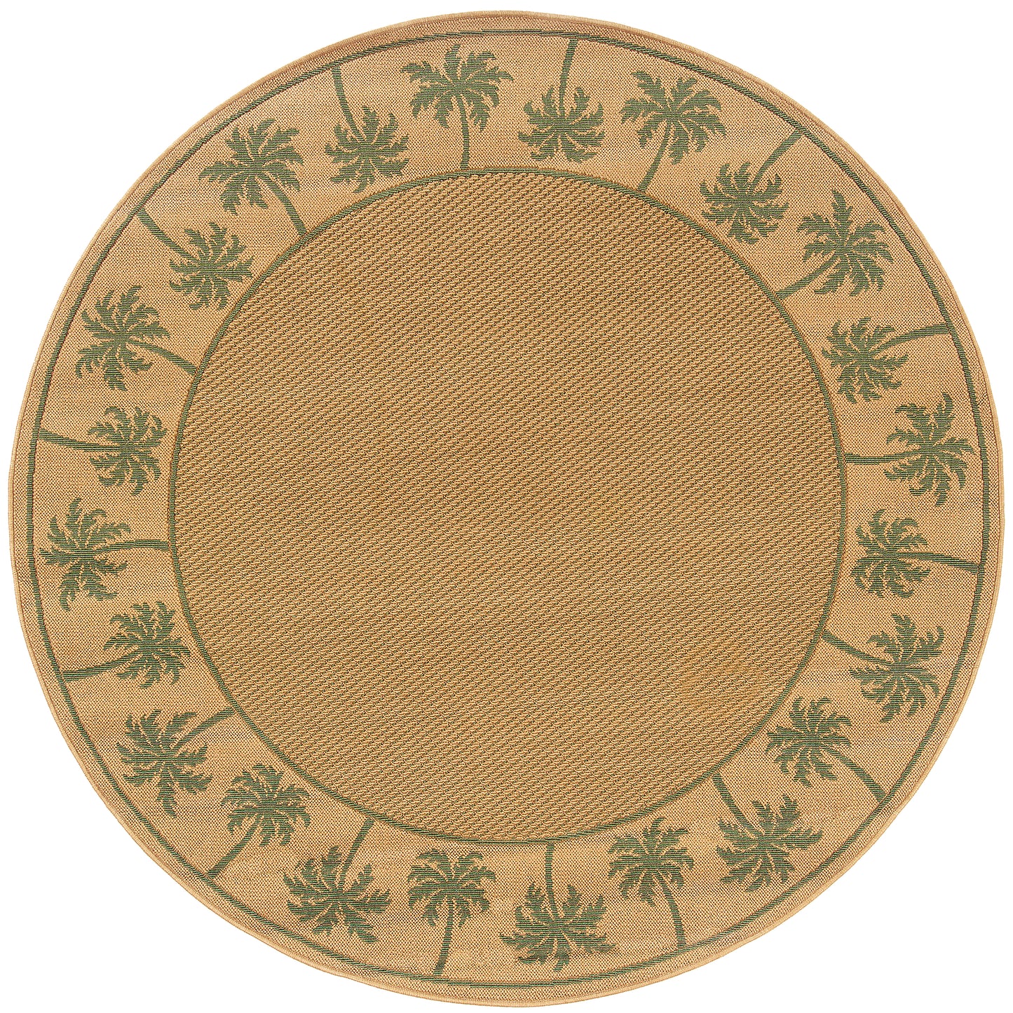 Lanai Beige Green Casual Palm Border Indoor/Outdoor Rug