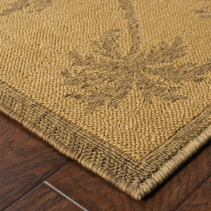 Lanai Tan Beige Casual Border Indoor/Outdoor Rug