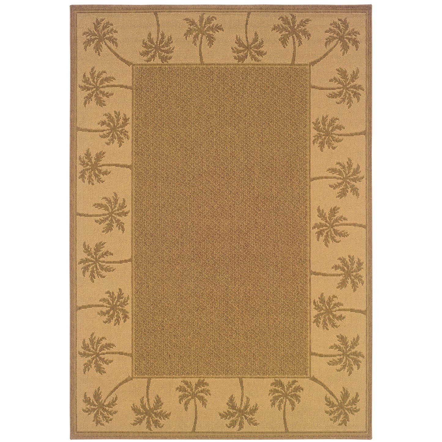 Lanai Tan Beige Casual Border Indoor/Outdoor Rug