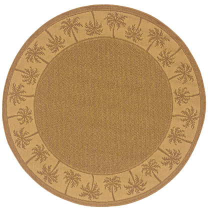 Lanai Tan Beige Casual Border Indoor/Outdoor Rug