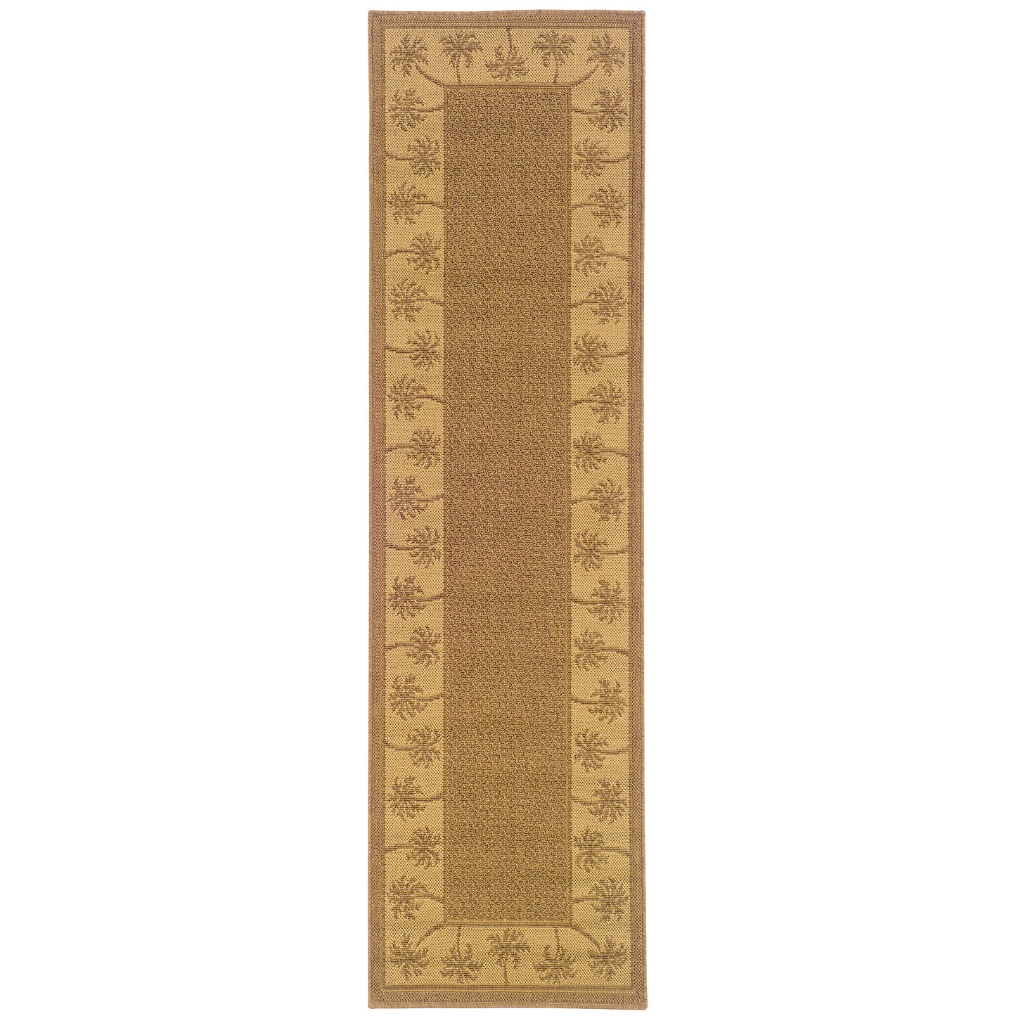 Lanai Tan Beige Casual Border Indoor/Outdoor Rug