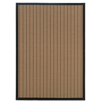 Lanai Beige Black Casual Basket Weave Indoor/Outdoor Rug