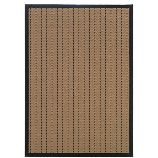 Lanai Beige Black Casual Basket Weave Indoor/Outdoor Rug