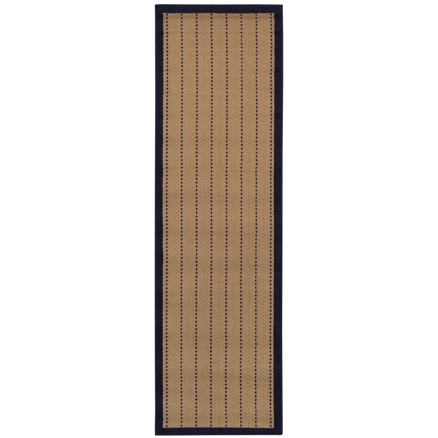 Lanai Beige Black Casual Basket Weave Indoor/Outdoor Rug