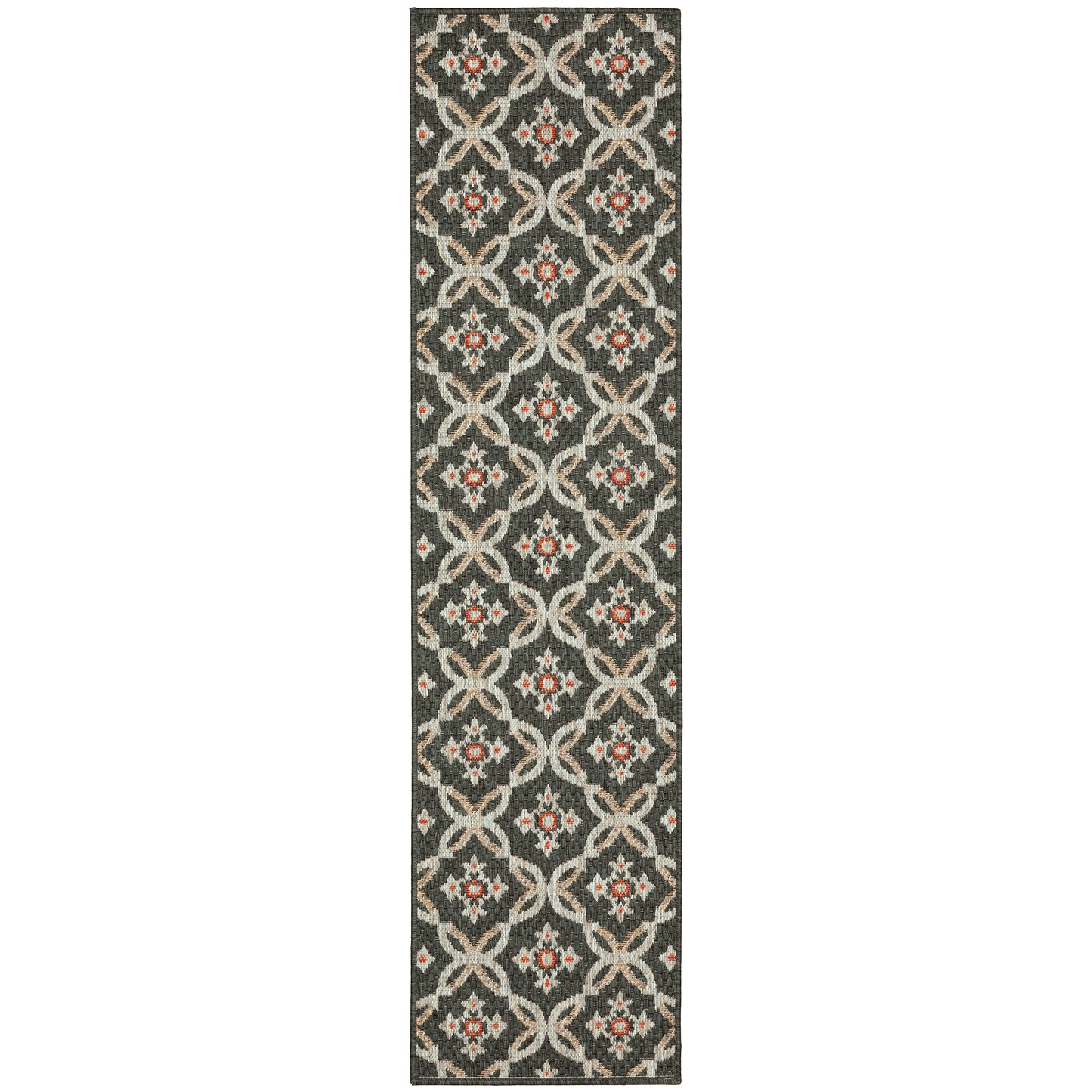 Latitude Grey Orange Casual Geometric Indoor/Outdoor Rug