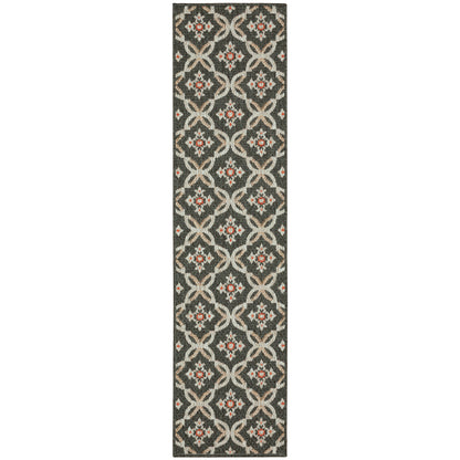 Latitude Grey Orange Casual Geometric Indoor/Outdoor Rug