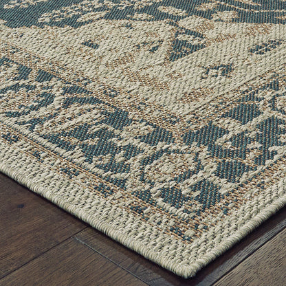 Latitude Grey Green Traditional Oriental Indoor/Outdoor Rug