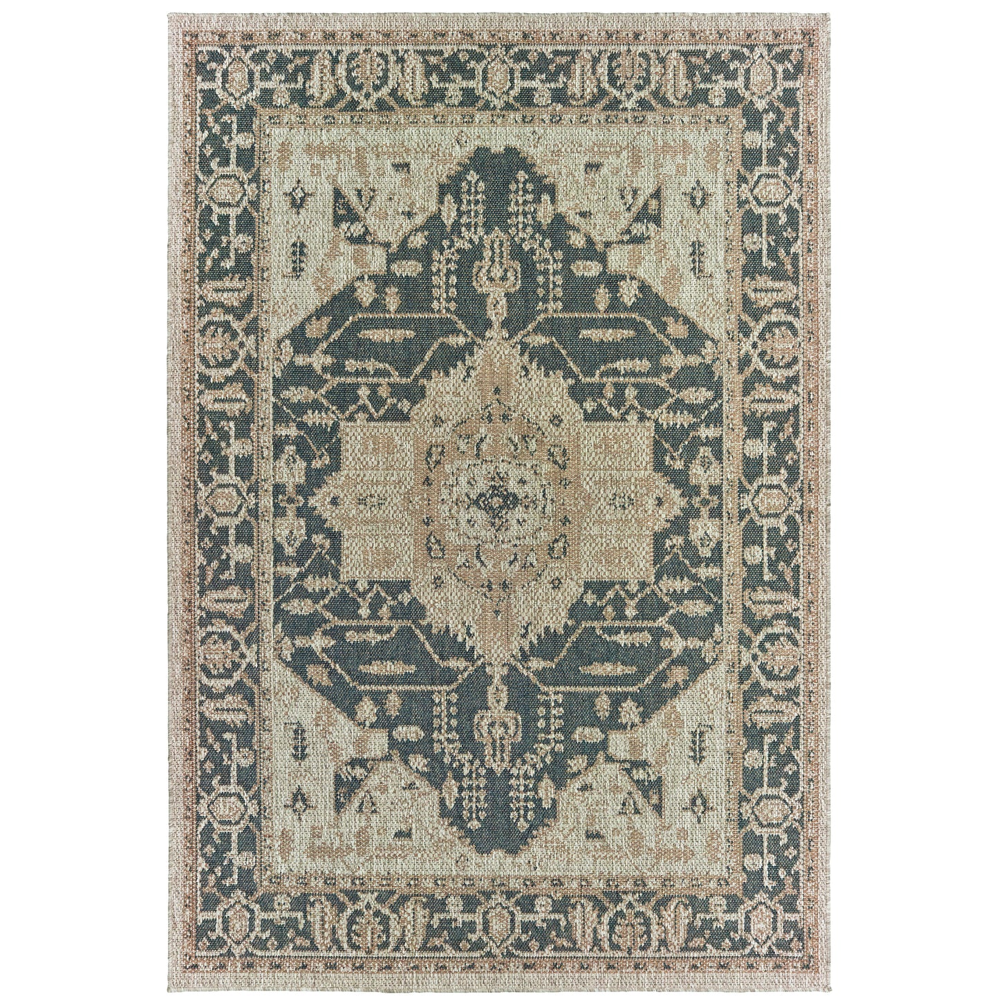 Latitude Grey Green Traditional Oriental Indoor/Outdoor Rug