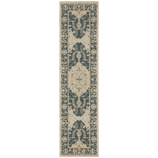 Latitude Grey Green Traditional Oriental Indoor/Outdoor Rug