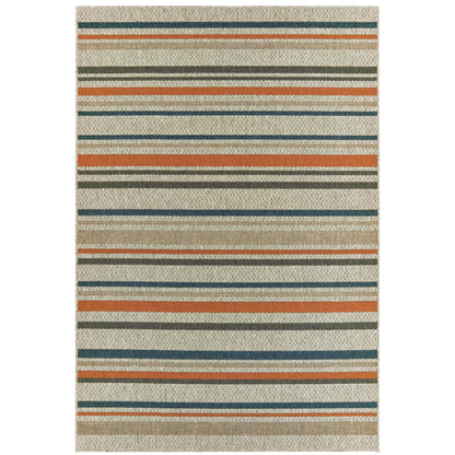 Latitude Grey Teal Transitional Geometric Indoor/Outdoor Rug