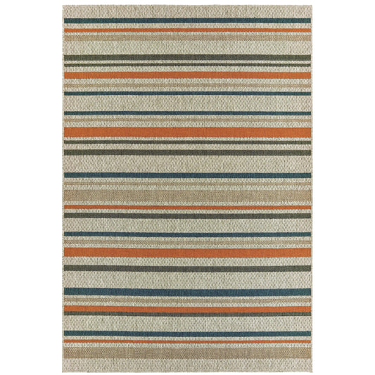 Latitude Grey Teal Transitional Geometric Indoor/Outdoor Rug