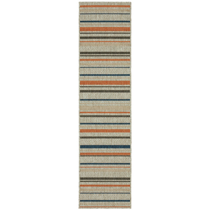 Latitude Grey Teal Transitional Geometric Indoor/Outdoor Rug