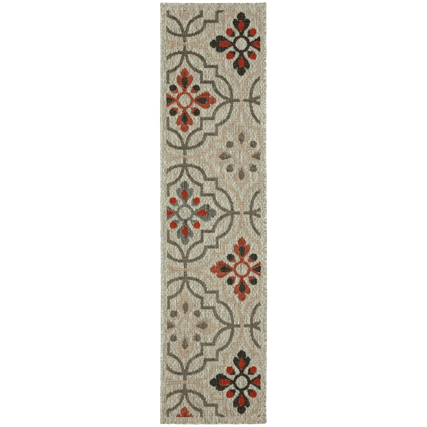 Latitude Grey Orange Global Floral Indoor/Outdoor Rug