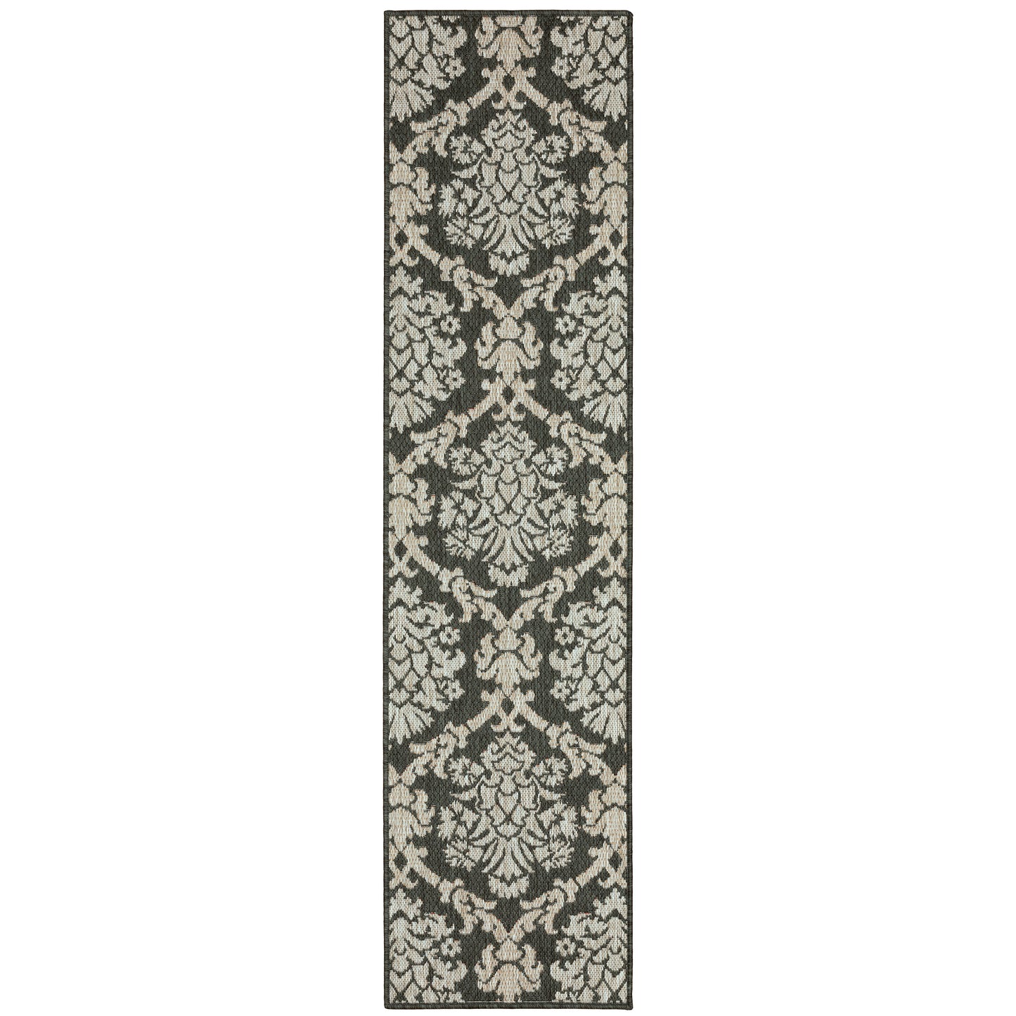 Latitude Grey Charcoal Global Floral Indoor/Outdoor Rug