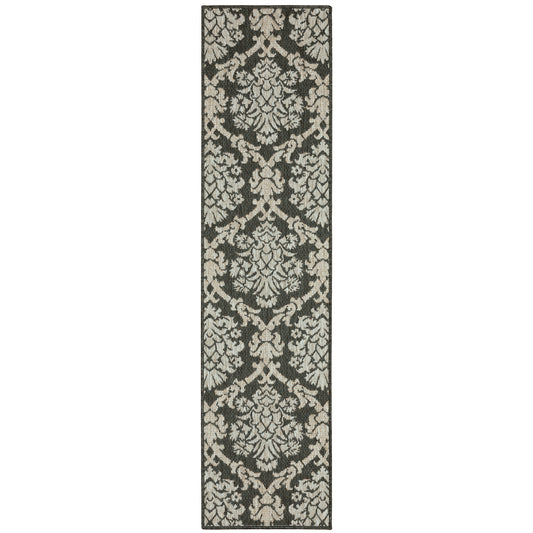 Latitude Grey Charcoal Global Floral Indoor/Outdoor Rug