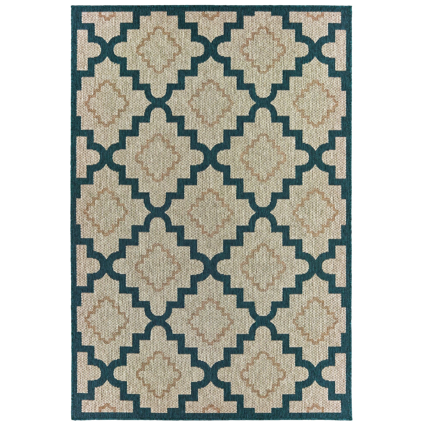 Latitude Grey Teal Moroccan Geometric Indoor/Outdoor Rug