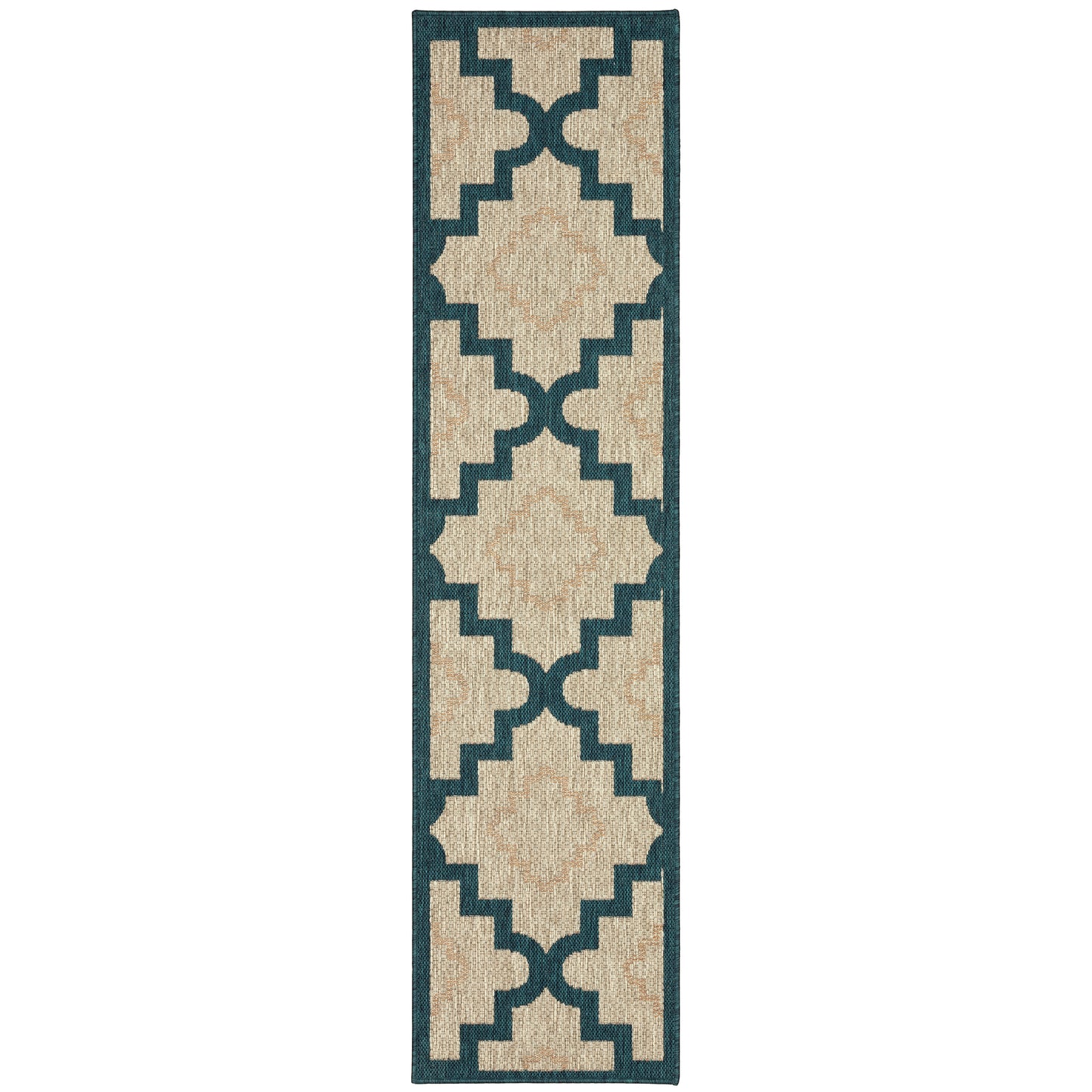 Latitude Grey Teal Moroccan Geometric Indoor/Outdoor Rug