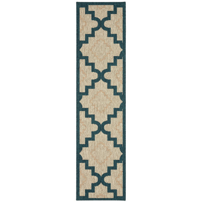 Latitude Grey Teal Moroccan Geometric Indoor/Outdoor Rug