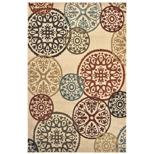 Laurel Beige Multi Global Medallion Indoor Rug