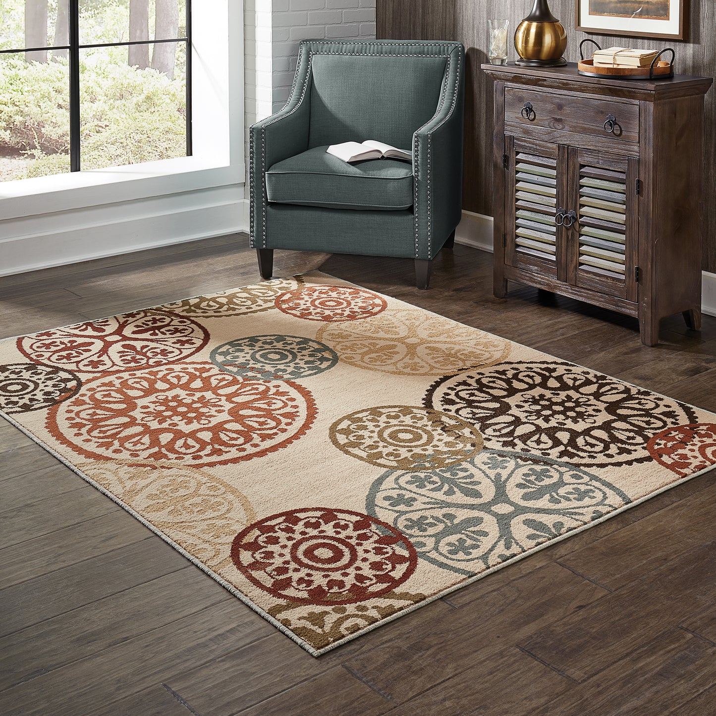 Laurel Beige Multi Global Medallion Indoor Rug