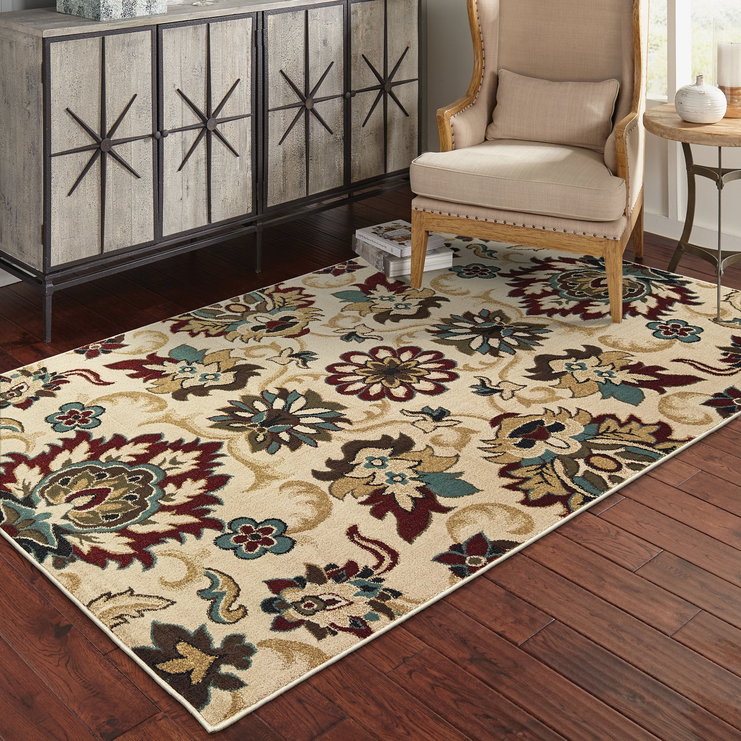 Laurel Ivory Multi Traditional Floral Indoor Rug