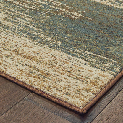 Laurel Blue Brown Modern & Contemporary Distressed Indoor Rug