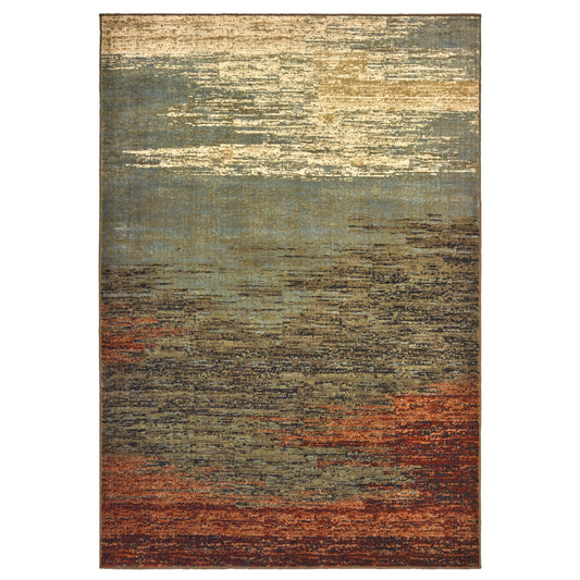 Laurel Blue Brown Modern & Contemporary Distressed Indoor Rug