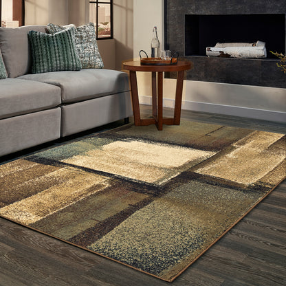 Laurel Brown Blue Modern & Contemporary Geometric Indoor Rug