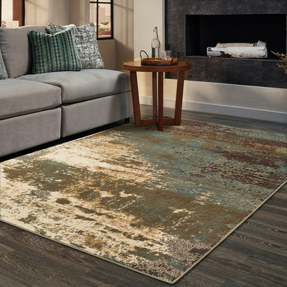 Laurel Blue Green Modern & Contemporary Distressed Indoor Rug