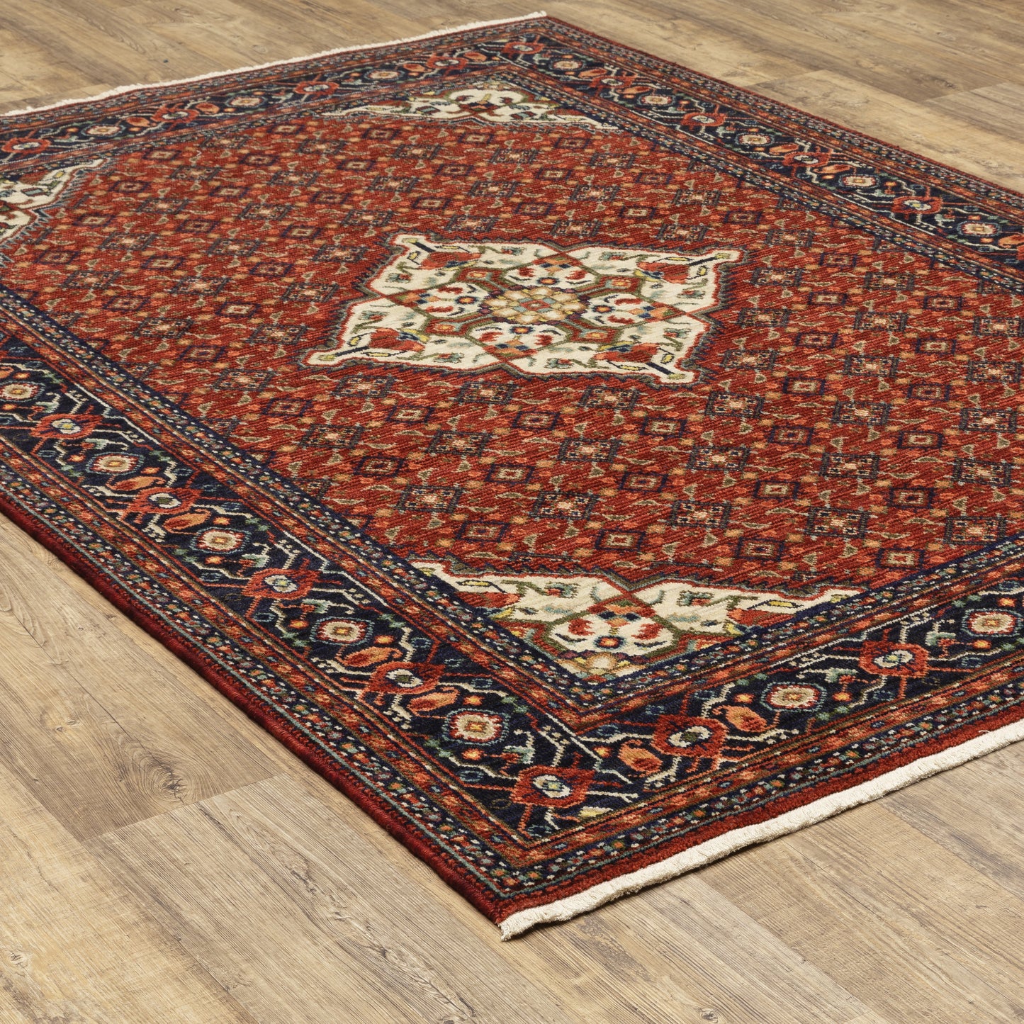 Lilihan Red Blue Traditional Oriental Indoor Rug