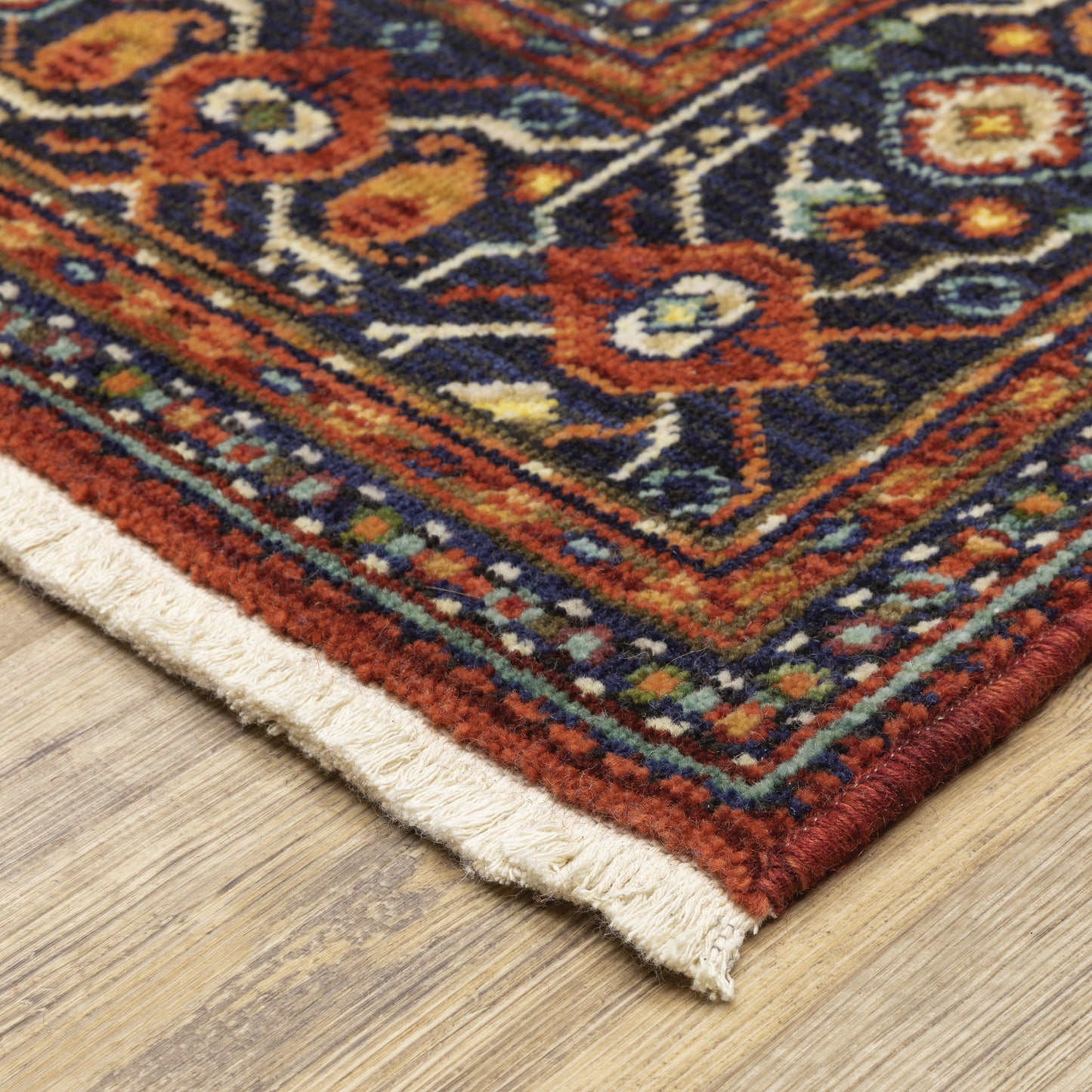 Lilihan Red Blue Traditional Oriental Indoor Rug