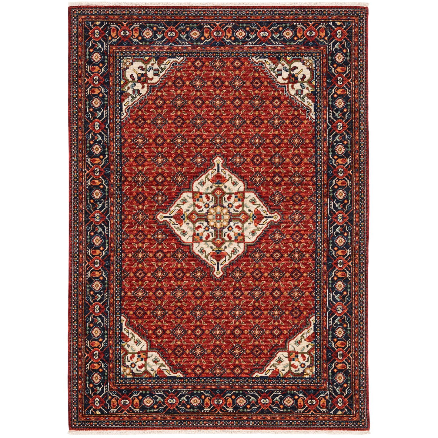 Lilihan Red Blue Traditional Oriental Indoor Rug