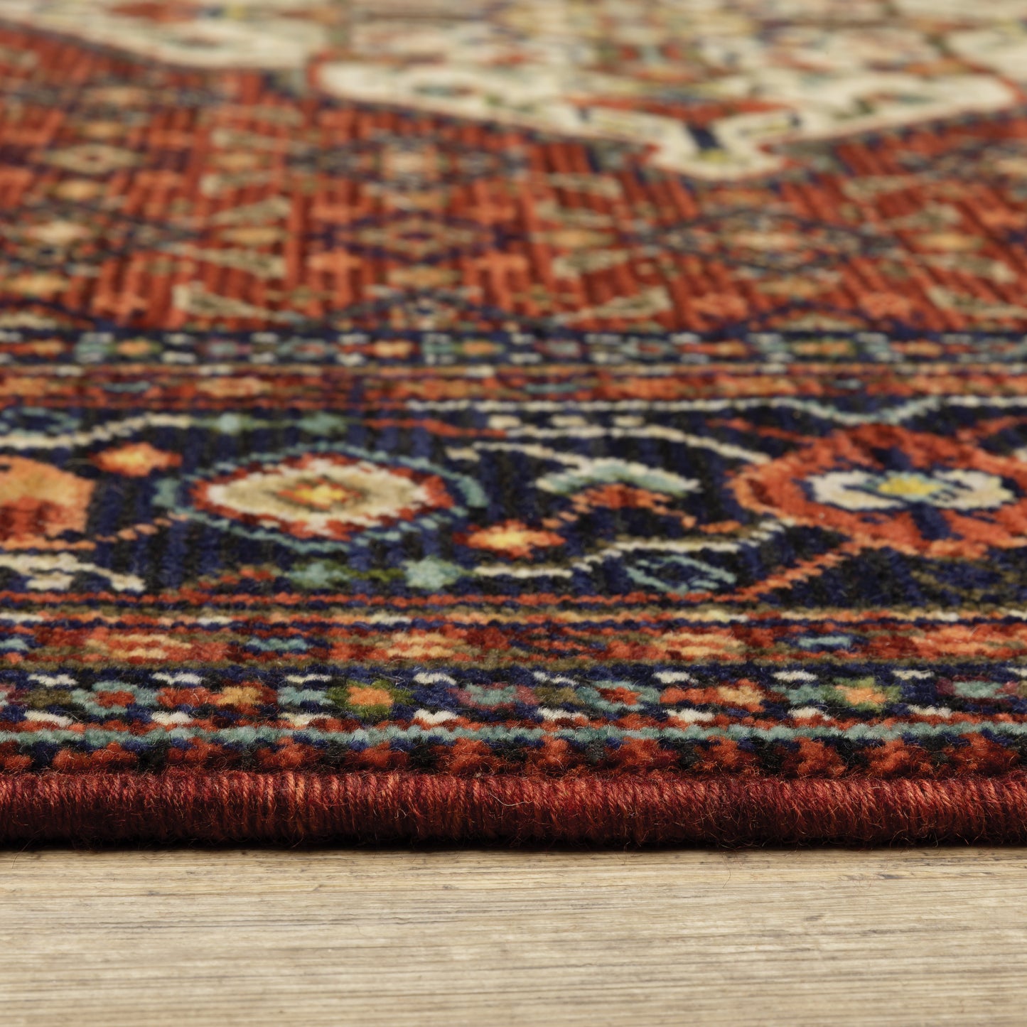 Lilihan Red Blue Traditional Oriental Indoor Rug