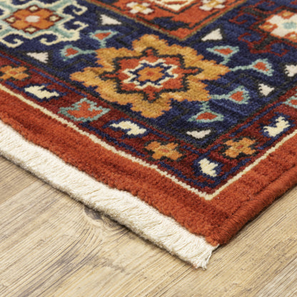 Lilihan Red Blue Traditional Oriental Indoor Rug