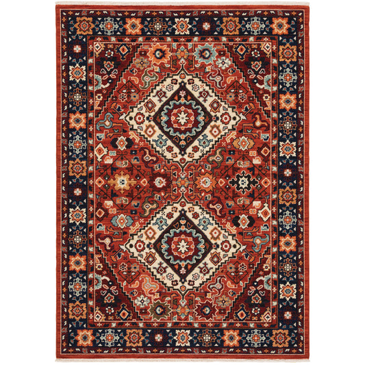 Lilihan Red Blue Traditional Oriental Indoor Rug