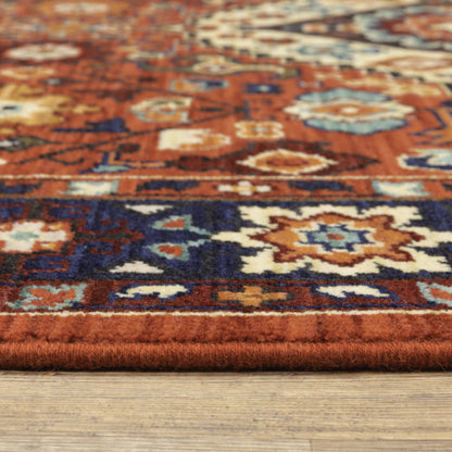 Lilihan Red Blue Traditional Oriental Indoor Rug