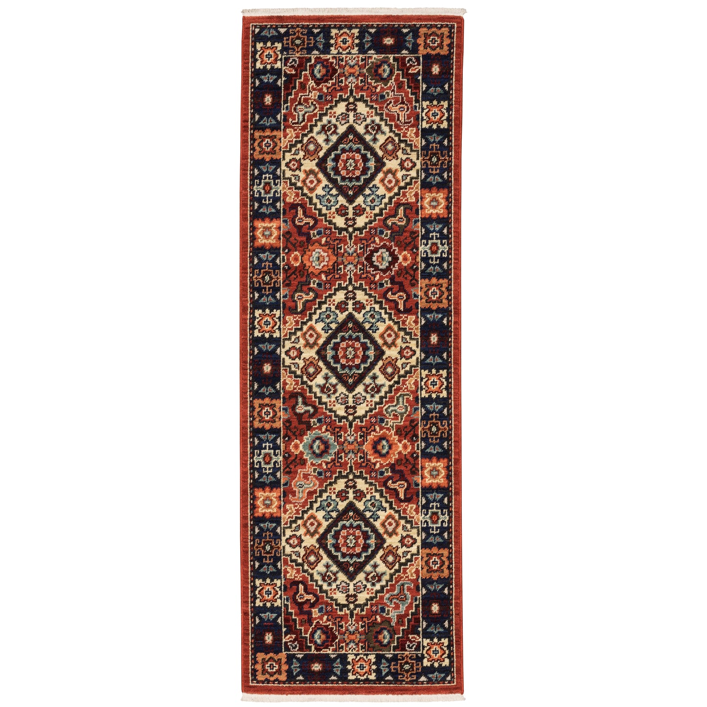 Lilihan Red Blue Traditional Oriental Indoor Rug