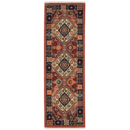 Lilihan Red Blue Traditional Oriental Indoor Rug