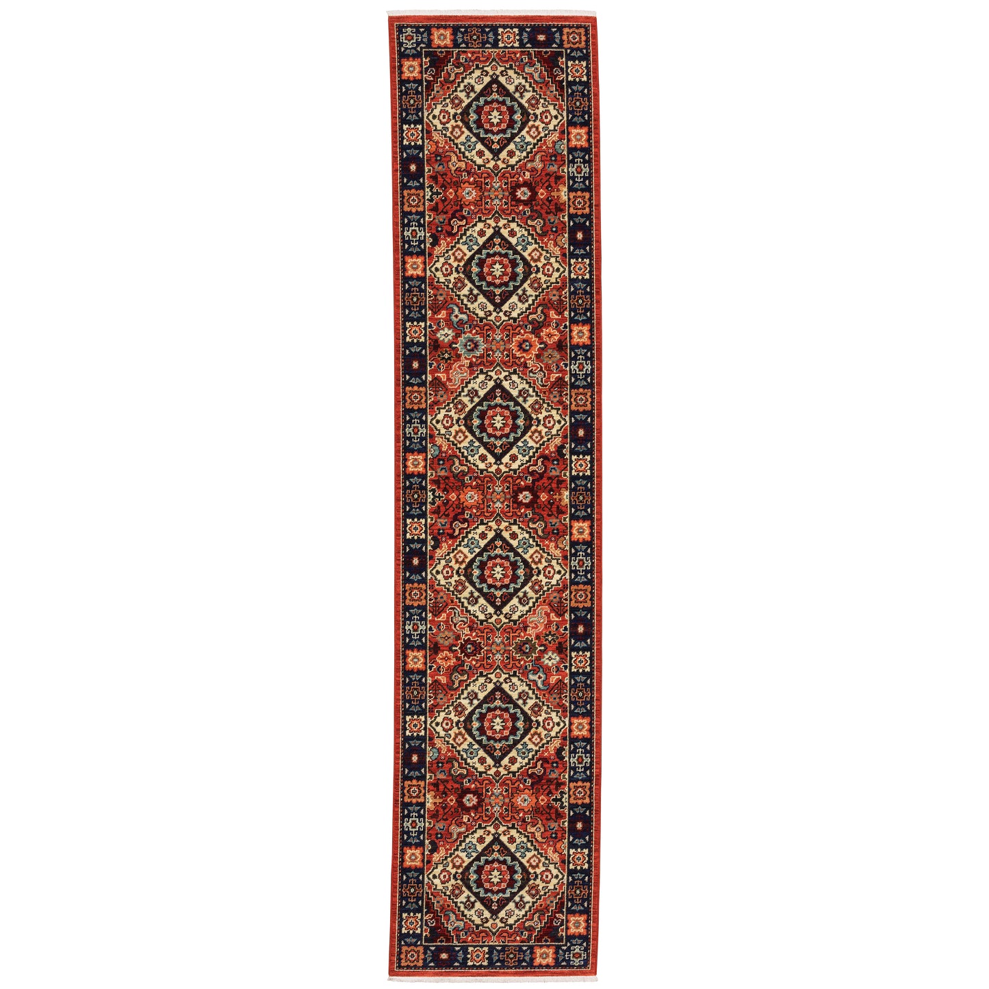 Lilihan Red Blue Traditional Oriental Indoor Rug