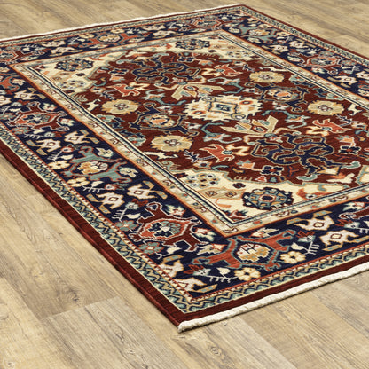 Lilihan Red Blue Traditional Oriental Indoor Rug