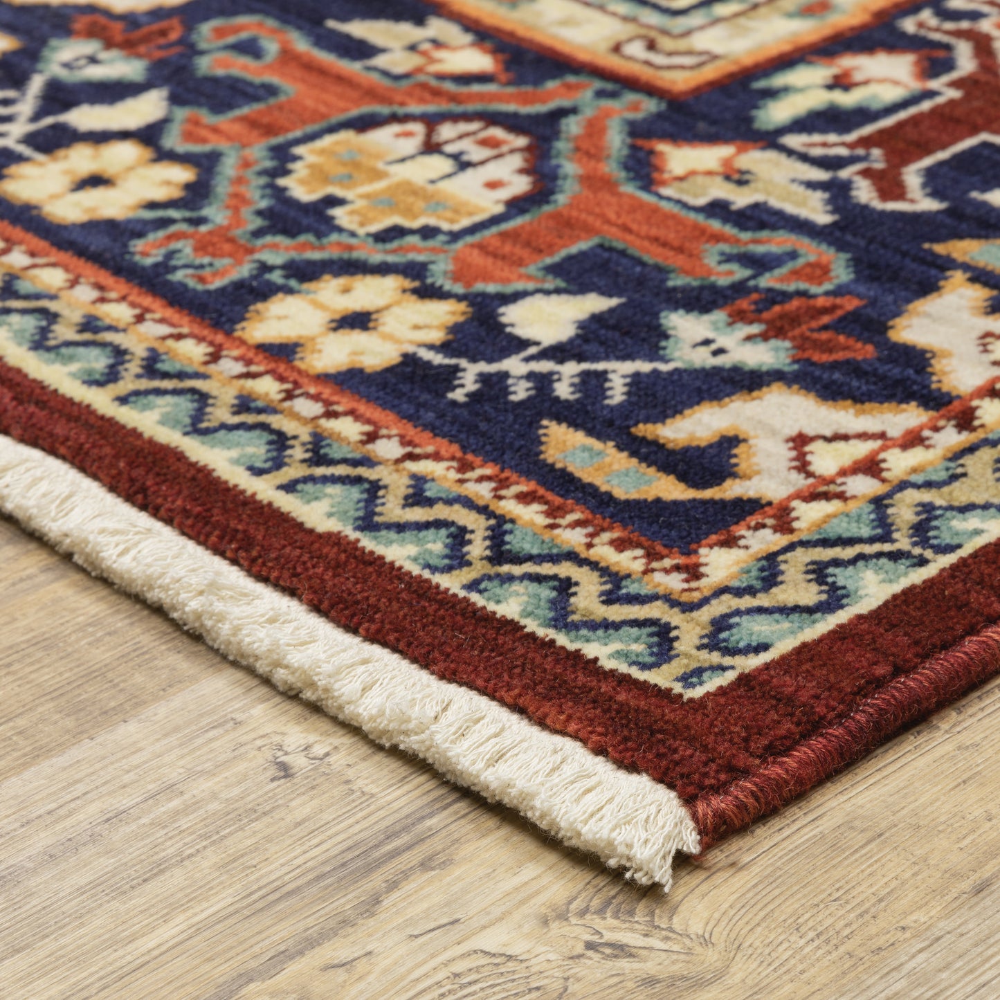 Lilihan Red Blue Traditional Oriental Indoor Rug