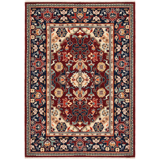 Lilihan Red Blue Traditional Oriental Indoor Rug