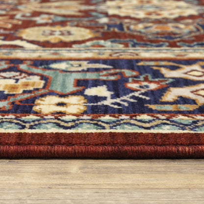 Lilihan Red Blue Traditional Oriental Indoor Rug