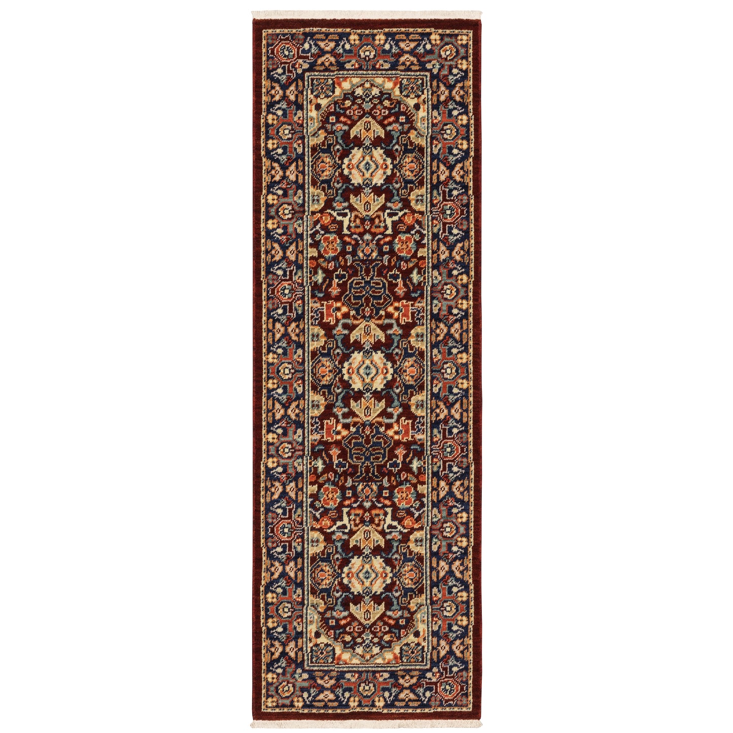 Lilihan Red Blue Traditional Oriental Indoor Rug