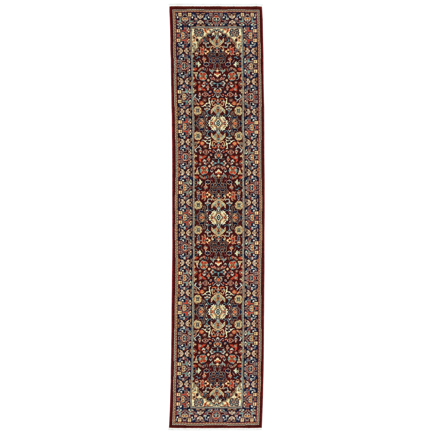 Lilihan Red Blue Traditional Oriental Indoor Rug