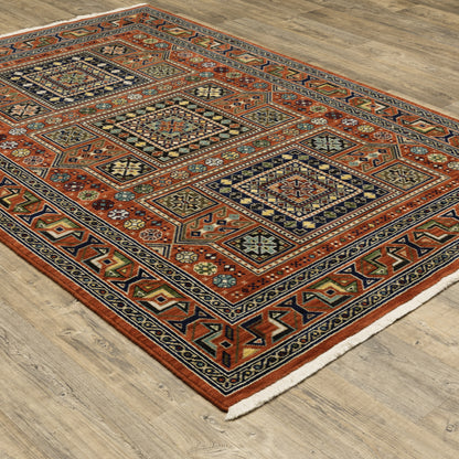 Lilihan Red Blue Traditional Oriental Indoor Rug