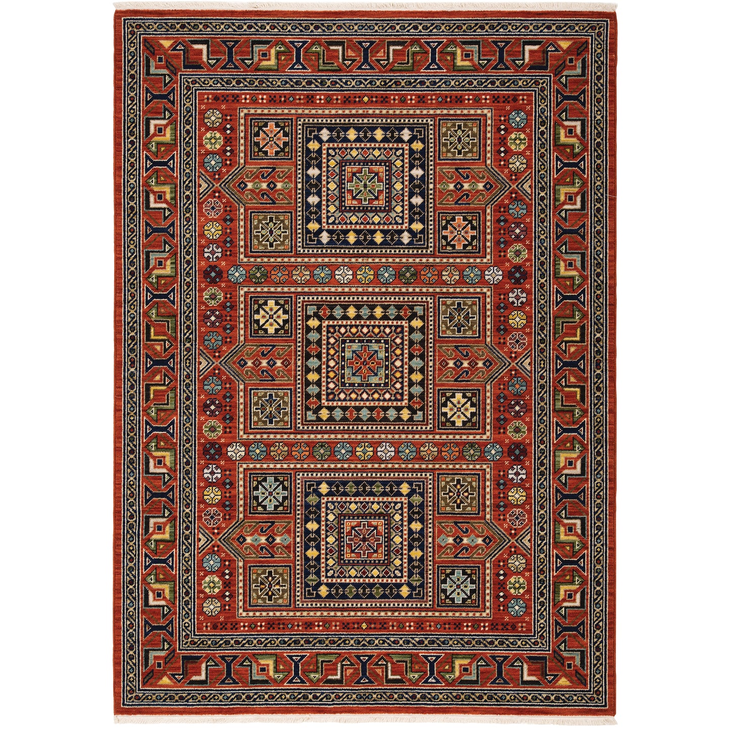 Lilihan Red Blue Traditional Oriental Indoor Rug